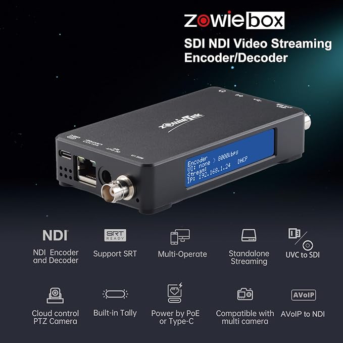 zowietek 4K NDI | HX3 POV Webcam Camera PoE ZowieCAM (M12) + 3G SDI NDI Video Streaming Encoder Decoder