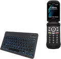 BoxWave Keyboard Compatible With Kyocera DuraXV Extreme - SlimKeys Bluetooth Keyboard - with Backlight Portable Slim LED 7 Colors - Jet Black
