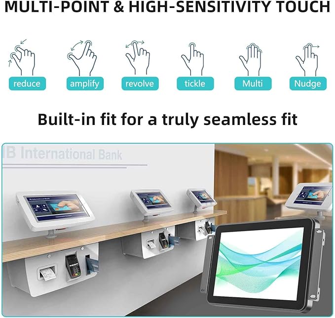 8 Inch Industrial Touch Monitors 10 Points Embedded Open Frame Monitor 1024x 600 @ 60Hz TFT LCD Suitable for kiosks ATMs Vending Machines