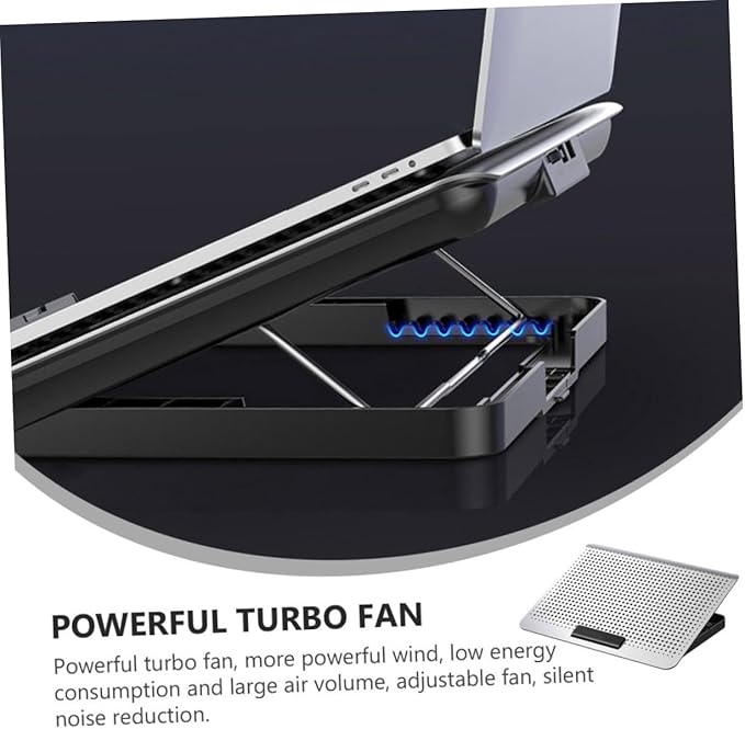 Laptop Cooler Stand with Adjustable Silent Fan Aluminum Alloy Notebook Radiator for Heat Dissipation Ergonomic Cooling Accessory for Home Office and School Use