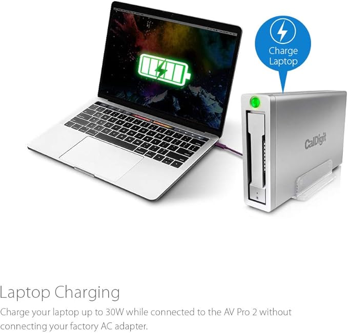 CalDigit AV Pro 2 Storage Hub USB C 5Gb/s External Drive - Charge up to 30W 2016 MacBook MacBook Pro Thunderbolt 3 PC Compatible (4TB)