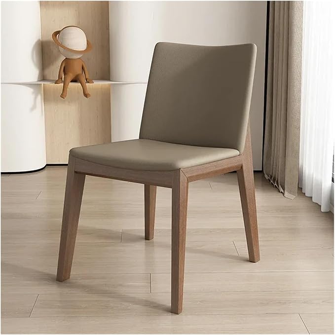 Adjustable Office Computer Chair with Armrest 1pcs Modern Minimalist Solid Wood Frame Leisure Dining Chair Indoor Kitchen Furniture(Deep Khaki)
