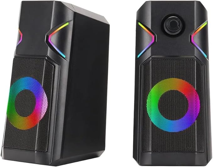 Computer Speaker 2.0 Channel Desktop RGB Colorful Light Stereo Satellite Multimedia