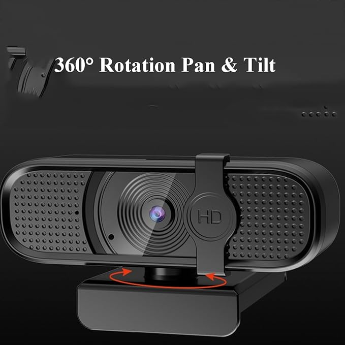 GIZNXBA Full HD Webcam with Built-in Microphone Video and Wide Angle Camera Privacy Cover Autofocus 360° Rotation Pan &amp Tilt for Desktop PC Or Laptop Computer(2K)
