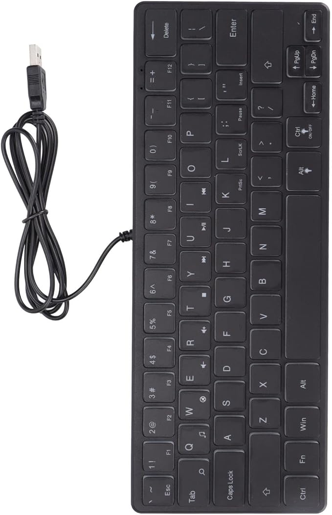 Wired Gaming Keyboard 64 Keys Mini RGB 3 Backlights Desktop Notebook Computer Accessories