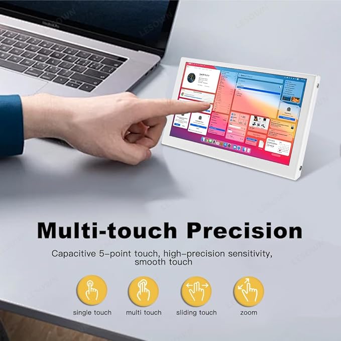 mini Monitors Touch Compact Screen 5 inch HDMI IPS 480x800 HD LCD Lightweight White Portable Sub Display with Speakers for PC Laptop