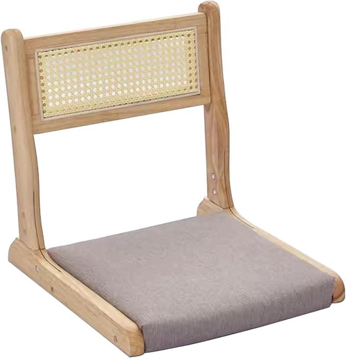 BTZHY Floor Chair Floor Chair Folding Rattan Chairs with backrest Bay Window Chairs Chairs Without Legs Portable Chair Made of Solid Wood Floors