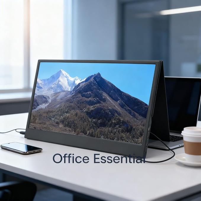 13 Inch Portable Monitor 1920x1080P IPS Full View Ultra Thin with Protective Case - HDR Technology Split Screen Support for Work and Entertainment