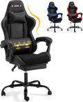 ECOTOUGE Ergonomic Gaming Chair Video Game Chair with Removable Back Cushion Gamer Chair with Massage Lumbar Pillow &amp Footrest Computer Office Gaming Chair with Reclining Backrest Black