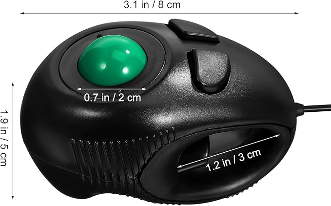 Mobestech Portable Mini 4D Trackball Mouse USB Wired Handheld Ergonomic Mouse with Thumb-Controlled Scroll for Laptop Desktop Office Use