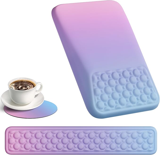 Ospelelf Keyboard Wrist Rest Pad for Computer Ergonomic Large Mouse Pad with Wrist Support Office Arm Rest Purple