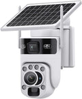4K 60X Optical Zoom 4G Solar Camera Dual Screen Outdoor WiFi PTZ PIR Detection Human Auto Tracking CCTV Cameras(White 60X WiFi 32GB)
