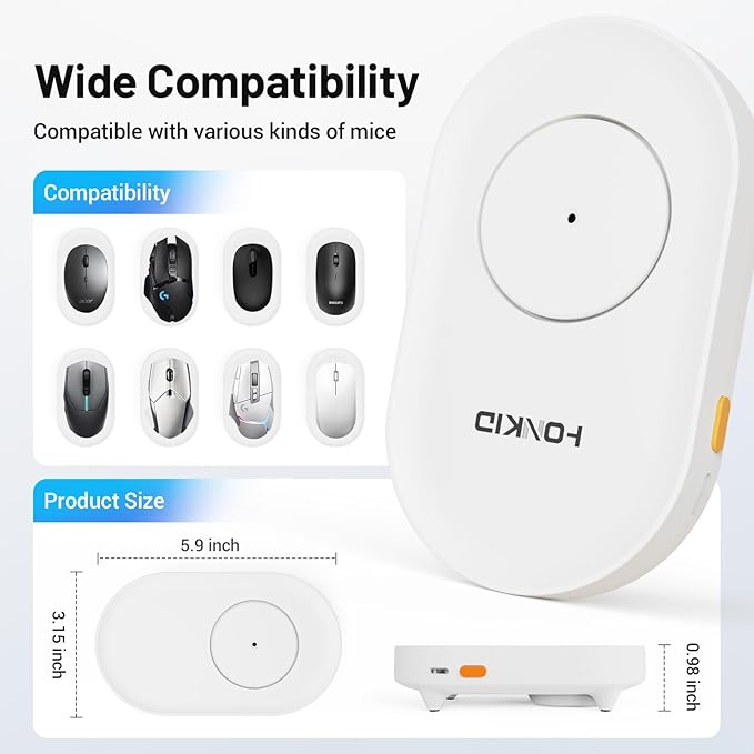 HONKID Undetectable Mouse Mover Jiggler with ON/Off Switch and USB Port Drive-FreeSimulate Physical Automatically Mouse MovementPrevent Computer Laptop Inactive/Lockdown (White)