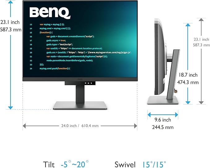 BenQ RD280U 28.2” 4K 3840x2560 3:2 Programming Monitor Eye-Care Nano Matte Panel Coding Modes MoonHalo Backlight 90W USB-C KVM VESA Mount Developer Monitor (Renewed)