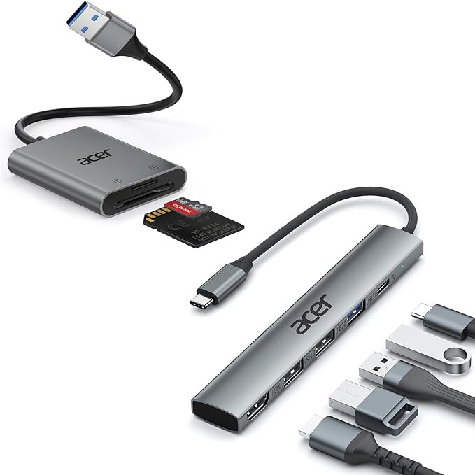 5 in 1 USB C Hub Bundle with 2 in 1 USB SD Card Reader