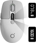EWEADN Q1 Wireless Mouse BT &amp 2.4G Silent Mouse Quiet Click with 1600 DPI Levels Battery &amp DPI LED Screen Display 6 Button Small Portable Bluetooth Mouse for Laptop/PC/Mac-Grey