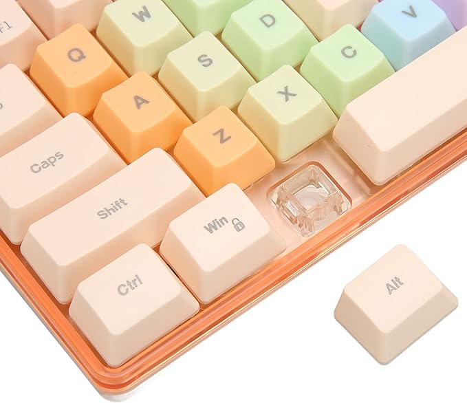 61 Keys Mechanical Gaming Keyboard RGB Backlit Compact 60 Percent Wired Keyboard with Colorful Keycaps for PC Office AmpGaming Portable Mini Keyboard with Optical Switches (Apricot)