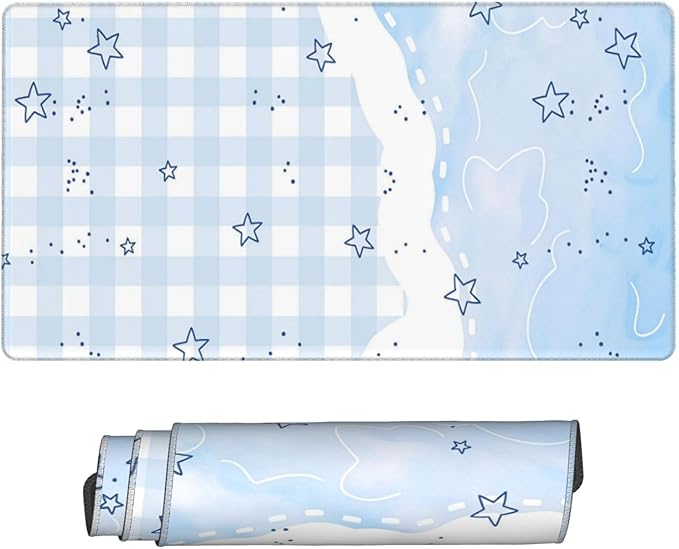 White Checkered Desk Cover MatExtended Large Mouse PadComputer Laptop Mat Desk Decor for Office Game Home 30x16 Inch