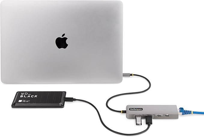 StarTech.com 3-Port USB-C Hub 2.5 Gbps Ethernet 100W PD Pass-Through Port USB 3.2 10Gbps 2X USB-A/1x USB-C Portable Hub