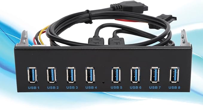 Yctze USB 3.0 Front Panel with 8 Ports Hub and 19PIN Optical Drive Extension Adapter for PC Computer 5.25 Internal Front USB 3.2 Hub