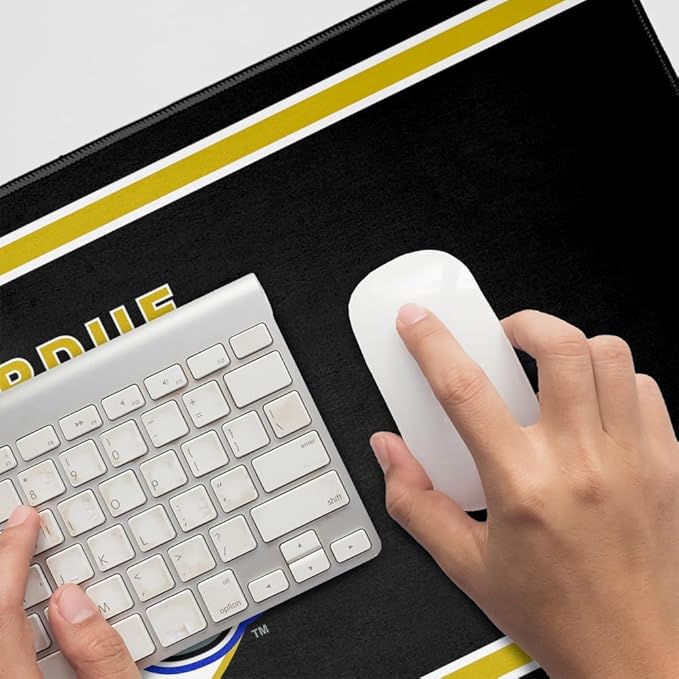 Purdue University Fort Wayne Mastodons Primary Logo Stripes Large Gaming Mouse Pad Desk Mat with Stitched Edges Non-Slip Base for Gamer Home and Office 31.5 x 15.7