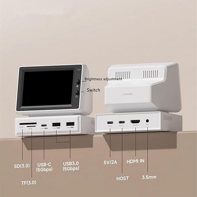 3.5inch Vintage Secondary Screen Monitor Computer Temp Monitor PC Sensor Panel Display PC Temperature Display Support HDMI USB 3.0 Hub SD3.0 TF Card Reader