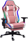 TBQATNTS Ergonomic Video Game Chair with MassageGaming Chair with Led LightsComputer Chair with Footrest and Lumbar SupportFootrest and Lumbar Supportwith Speakersfor Office Or GamingPink