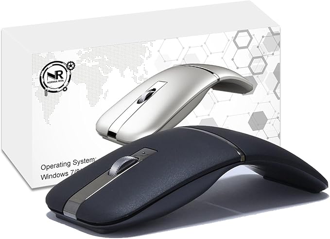 Foldable Arc Wireless Mouse Silent Click Bluetooth 5.0 and 2.4GHz Dual Modes Portable Curved Mouse for Home Office Travel