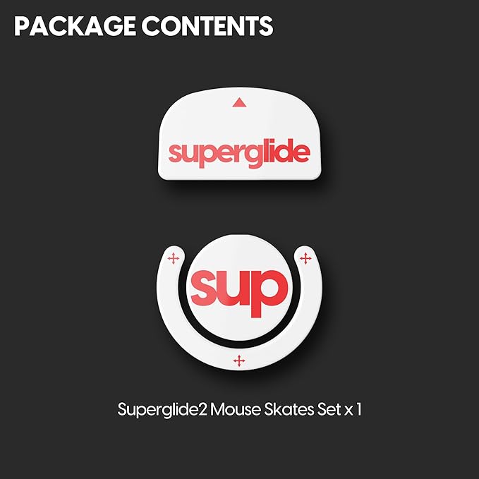 Superglide2 - New Controllable Speed Textured Surface Smoothest Mouse Feet/Skates Made with Ultra Strong Glass Smooth and Durable Sole for Logitech G Pro X Superlight1 [White/Red]