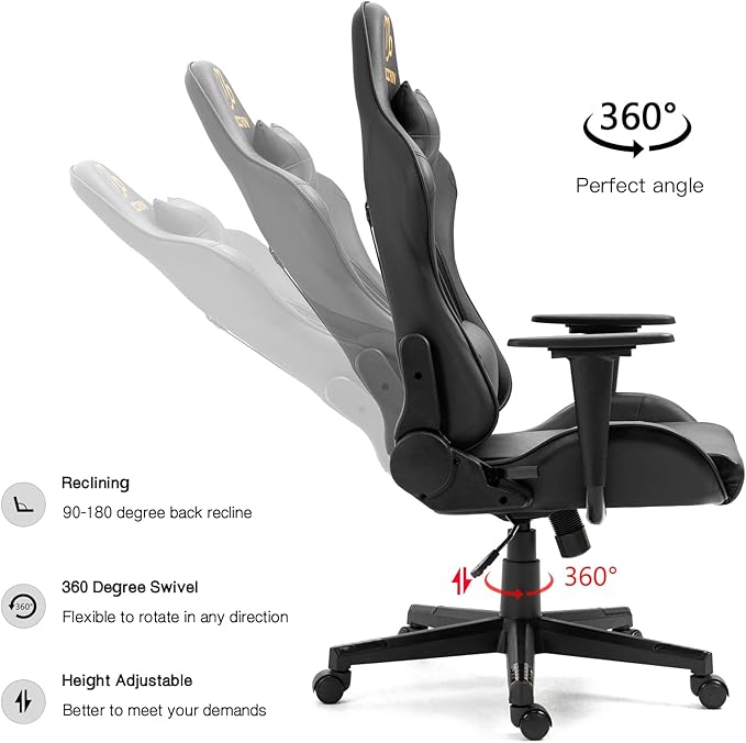 Modern-Depo Capricorn Zodiac Gaming Chair with Ergonomic Design Adjustable Swivel and Recline Black