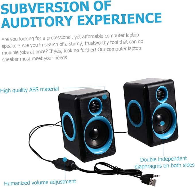 Mini USB 2.0 Computer Speaker for Laptop and Desktop Compact Mini Speaker with Dc5v Power Portable Home and Office Audio Loudspeaker