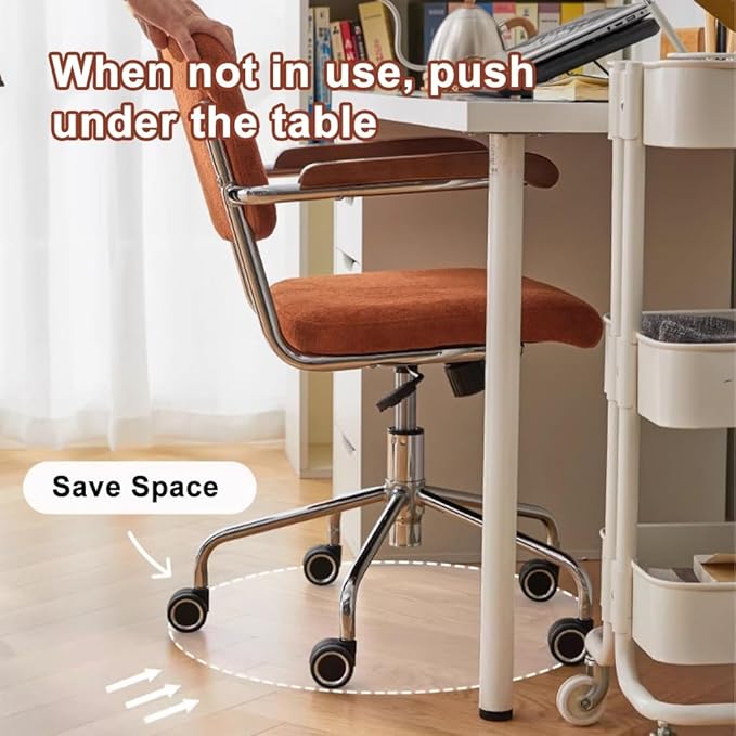 YCKEGEW Soft Desk Chair with Padded Seat and ArmrestErgonomic Task Chair with Back SupportAdjustable Height Computer Swivel Chair Sturdy Base(Orange)