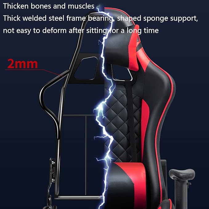 Gaming Chair with Footrest Office Racing Desk Ergonomic Chair Leather Reclining Gamer Chair Adjustable Armrest High Back Computer Chair Yellow