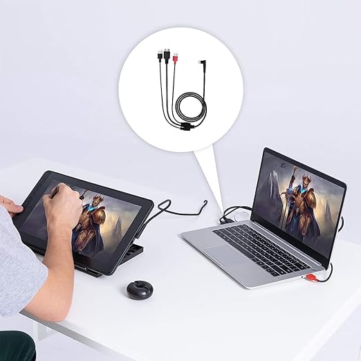 3-in-1 Cable CB05A Suitable for huion Graphics Drawing Tablet Display Kamvas 12 Kamvas 13 Kamvas 16 (2021) with HDMI Type C USB A
