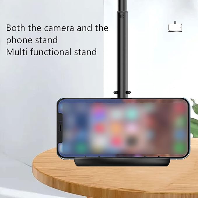 Phone Stand HD Webcam with Adjustable Light Built In Microphone USB HD 1080P Autofocus Web Cam with Retractable Pole for Online Classes Live Streaming(Black)