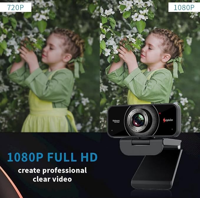 Angetube 1080P Webcam with Microphone - USB Computer Camera for Laptop/Desktop/Mac - HD PC Web Cam for Zoom/Skype/Teams/Xbox Streaming | Video Conferencing | Calling