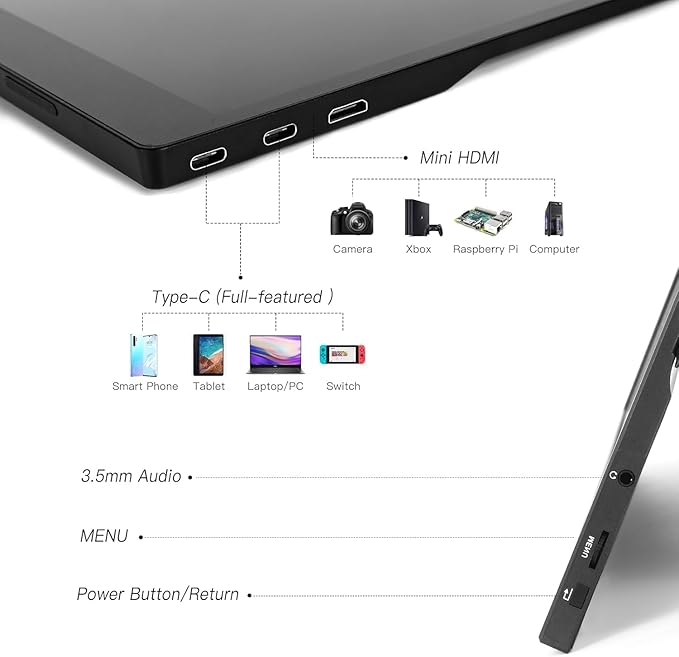 16 2.5K 144Hz Portable Gaming Monitor 16:10 HDR Eye Careful100% sRGB QHD2560x1600 Ultra-clear IPS Portable Monitor for Laptop with Built-in SpeakersExternal Second Screen for PC Phone Game Console