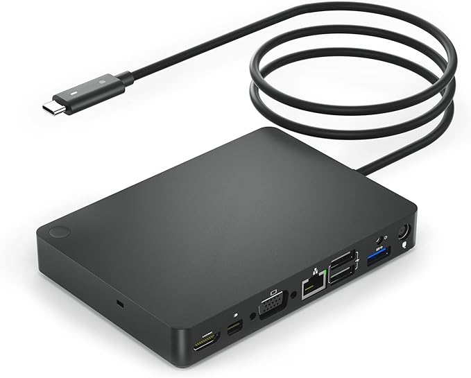 WD15 USB-C Docking Station - Dual 4K Displays or Single 4K Display with MiniDP HDMI VGA for Dell USB-C Laptops (1DP 1HDMI 1VGA 3USB3.0 2USB 2.0 1Audio 1Speaker Out)