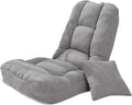 Folding Floor Chair with Back Support &amp PillowPadded Sleeper Bed Couch ReclinerFloor Gaming ChairLazy Sofa Chair for AdultsLight Weight and DurbleIdeal for Reading Gaming Meditating (Grey)