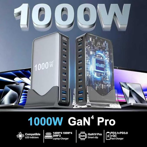 1000W USB C Fast Charger Block 10 Ports GaN IV Pro USB Chagring Station 140W PD QC HUB for Multiple Devices Laptop Adapter Compatible with MacBook Pro/Air iPad iPhone Pro Max Galaxy Dell HP