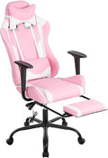 Ergonomic Gaming Chair for Adults Adjustable High-Back Computer Desk Chair with Lumbar Support and Footrest Leather Office Chair for Gaming Big and Tall Comfy Gamer Chair(Pink)