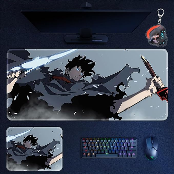Solo Leveling Mouse Pad Large Gaming Desk Mat Non-Slip Rubber Base Kawaii Anime Mousepad Multiple Sizes (12335.4 x 15.7 inches)