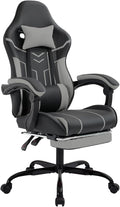 Gaming Chair with Massage and Footrest Ergonomic High Back PC Racing Chair 300LBS Capacity with Adjustable Lumbar Support &amp Headrest for Office and Desk (Model D Black+Grey)