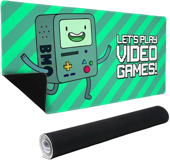 Adventure Time BMO Play Video Games Large Gaming Mouse Pad Desk Mat with Stitched Edges Non-Slip Base for Gamer Home and Office 31.5 x 15.7