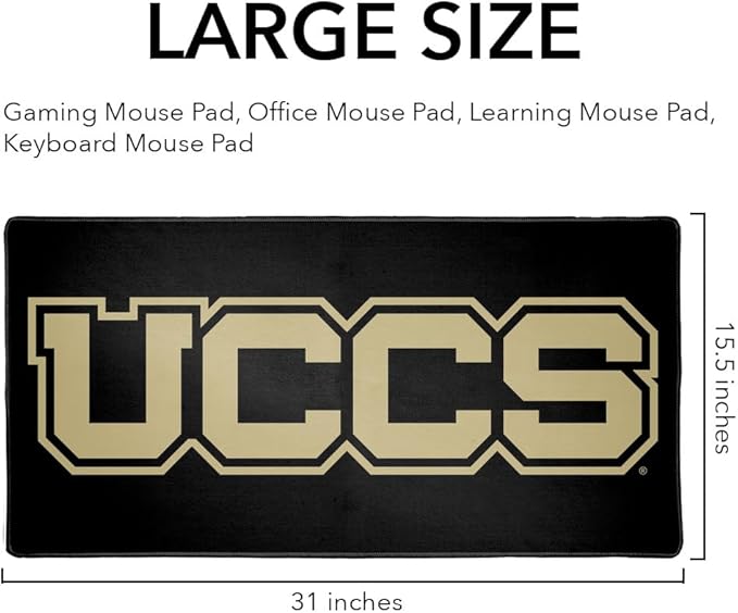 University of Colorado Colorado Springs Mountain Lions Primary Logo Large Gaming Mouse Pad Desk Mat with Stitched Edges Non-Slip Base for Gamer Home and Office 31.5 x 15.7
