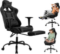 BLKMTY Gaming Chair Reclining Computer Chair with Footrest and Lumbar Support Height Adjustable Game Chairs with Swivel Seat and Headrest for Home Office or Gaming (Black)