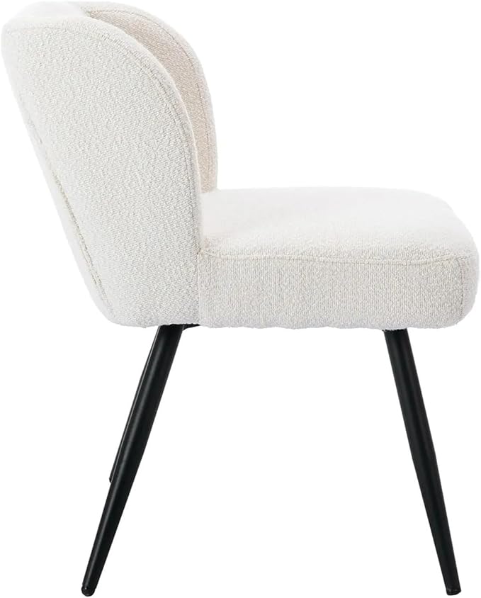 Adjustable Office Computer Chair with Armrest 1pcs White Faux Sherpa Upholstered No Armrests Dining Chairs with Metal Legs