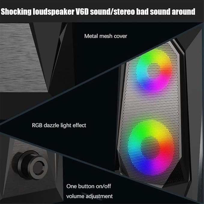 Computer Speakers for Desktop Computer Speaker Computer Speaker 7 Colors LED Effect Sound Luminous RGB Desktop Computer Audio