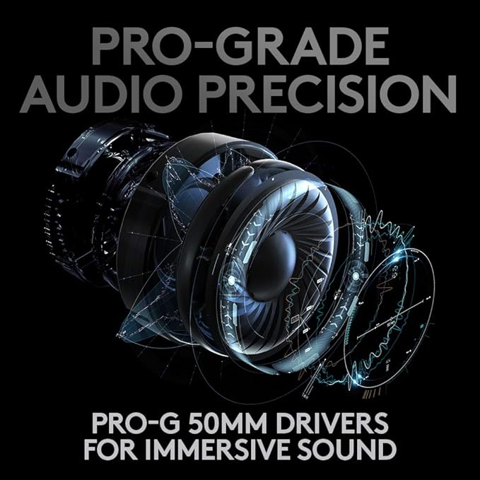 Logitech G PRO X Wireless Lightspeed Gaming Headset with Blue VO!CE Mic Filter Tech 50 mm PRO-G Drivers and DTS Headphone:X 2.0 Surround Sound 20+ Hour Battery Life - Black