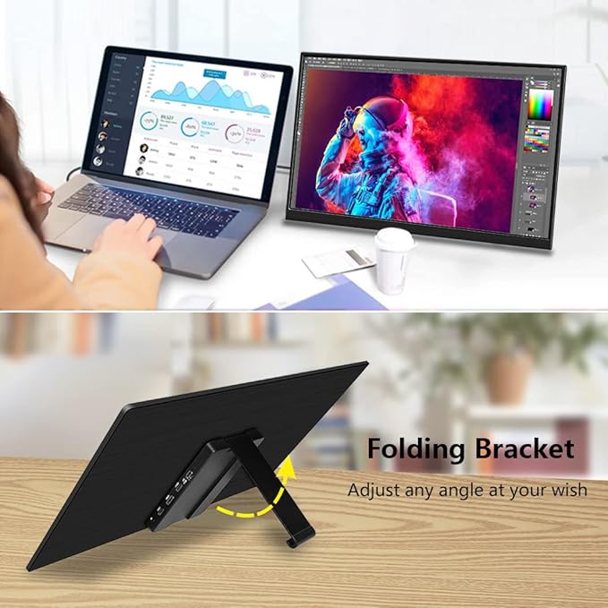 Portable Monitor IPS Small HDMI Display Dual USB-C Low Power External Screen for Laptop PC Mac Switch Rasp Pi Xbox (14 IPS 4K)
